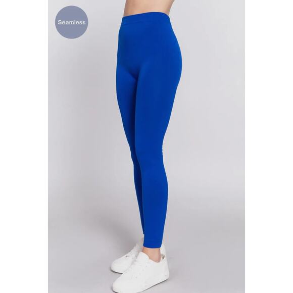 Active USA - Royal Blue Inner Brushed Seamless Leggings - One Size - Picture 4 of 5